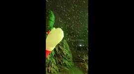 Watch as storm Gail strikes Massachusetts blowing around an inflatable Mickey Mouse in the garden