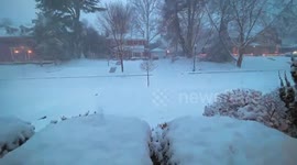 Timelapse footage of snow accumulating on roads in New Jersey
