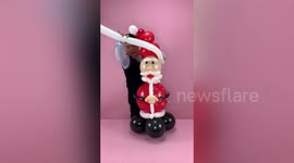 Talented Chinese artist transforms balloons into objects such as Santa and a piano