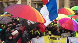 Rainbow Umbrella protest in front of the State Council and the Louvre