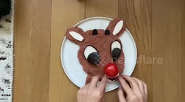 Artist creates Rudolph The Red-nosed Reindeer entirely from food