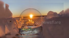 Soap Bubbles Turning Into Frozen Spheres At Dawn