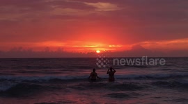 Spectacular winter solstice sunrise at a Florida Beach