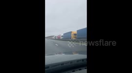 Long lines of lorries on M20 motorway in Kent as France shuts border with England