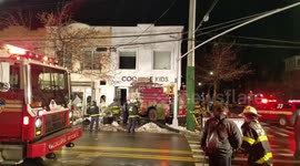 NYFD fire truck slams into building, injuring 6