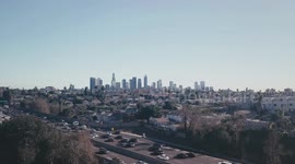 Los Angeles Skyline Establishing Shot (Aerial, Low, 4K)