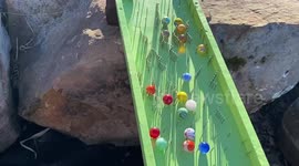 YouTuber sets up elaborate marble run in Arkansas park