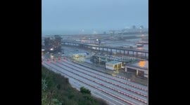 Port of Dover empty as the border from the UK to France remains closed