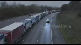 Lorries stranded on M20 in Kent towards Dover/Channel tunnel due to closed borders and Brexit