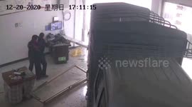 Truck smashes into petrol station office after motorist presses accelerator by mistake in southwest China