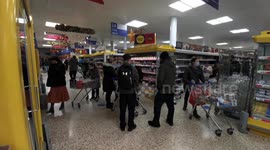 Three Item Limit And Empty Shelves As Shoppers Descend on Tesco At Night