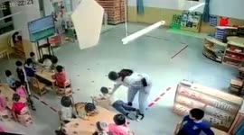 Kindergarten teacher detained after throwing pupil onto floor in northern China