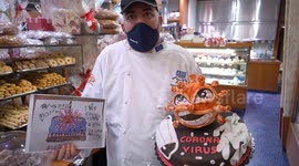 Pastry chef creates unusual coronavirus cake !