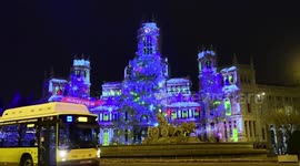 Espectacular videomapping navideño en el palacio de cibeles de Madrid
