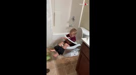 A boy got stuck in the toliet