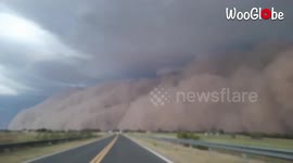Dust storm envelops sky in La Pampa, Argentina