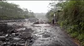 Extreme weather, cold lava, Mount Semeru, Lumajang, East Java. Indonesia