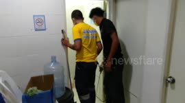 Snake caught inside toilet at bank in Thailand