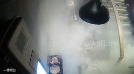 Off-duty firefighter rushes into burning restaurant to put out flames