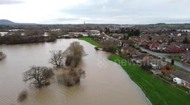 Floods surround Upton upon Severn in Worcestershire as Storm Bella hits the UK