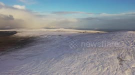 Snow blankets Sperrin Mountains in Northern Ireland
