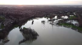 Storm Bella: Drone footage shows flooding in Peterborough
