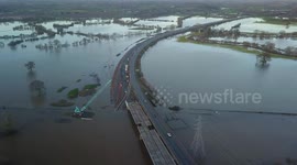 Aerial footage of the River Severn show much of Worcestershire underwater after Storm Bella