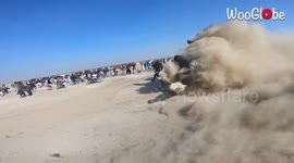 Inches from death: Drone video of SUV rally and lucky escape in Pakistan