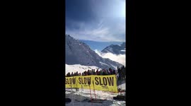 Packed queues and no social distancing at Verbier ski resort, Switzerland