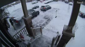 blowing the snow off my car