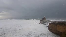 Storm Bella: French seaside town of Biarritz hit by huge waves