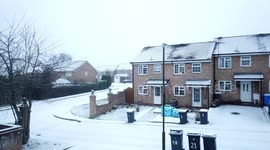 Heavy snow blankets parts of Derbyshire, England