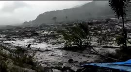 Cold lava combined with heavy rain sweeps across East Java, Indonesia