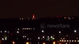 The Shard Christmas lights seen from a remarkable 40 miles away in Minster on Sea, Kent, UK