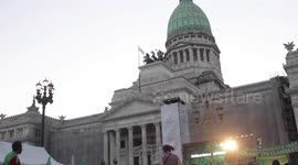 Supporters of legalizing abortion celebrating outside Congress in Buenos Aires, Argentina