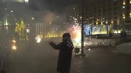 Locals celebrate the arrival of 2021 with sparklers in Moscow