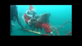 Santa's Christams celebration with fishes in Pondicherry India