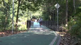 Cycling in a park in Thailand on January 1st, 2021.