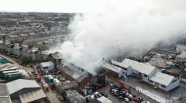 Drone footage shows firefighters tackle large blaze in Bradford
