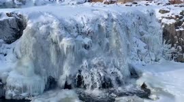 Watch amazing footage as waterfall FREEZES, leaving a cascade of ice in South Dakota