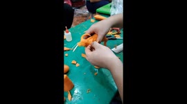Vietnamese man carves vivid buffalo out of carrots