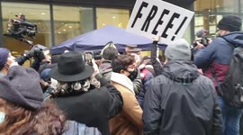 Crowd gathers outside Old Bailey as UK judge rules Julian Assange cannot be extradited to US