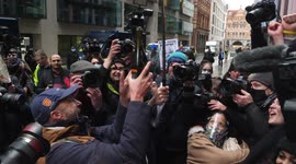 Assange supporters celebrate outside Old Bailey in London after extradition verdict