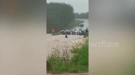 Motorcycle washed away when rider tries to cross flooded river