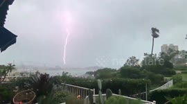Lightning strikes Sydney during thunderstorm