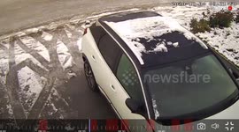 Guy Slip At Driveway, Caught On The Security Camera