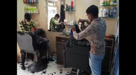 Watch - Barber offers free services to customers for a day as welcome gift on a girl child birth as his first baby