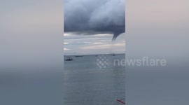 Terrifying waterspout tornado forms off the coast of the Philippines