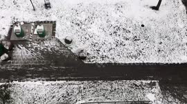 First snow of 2021 covers Malmö, Sweden.