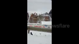 Roof of residential house collapses under weight of snow in northern India